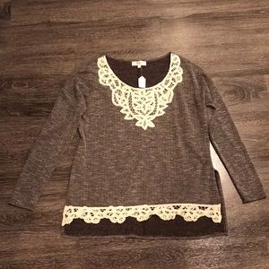 Boutique Long Sleeve Top with Lace